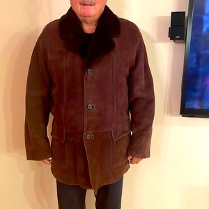 Men Shearling fur coat , made in Italy, 3/4 length, size 58